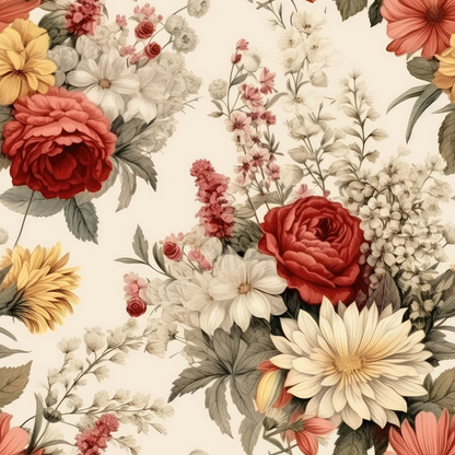 Rustic Wildflowers Bouquets Pattern 11 Quilting Cotton Fabric