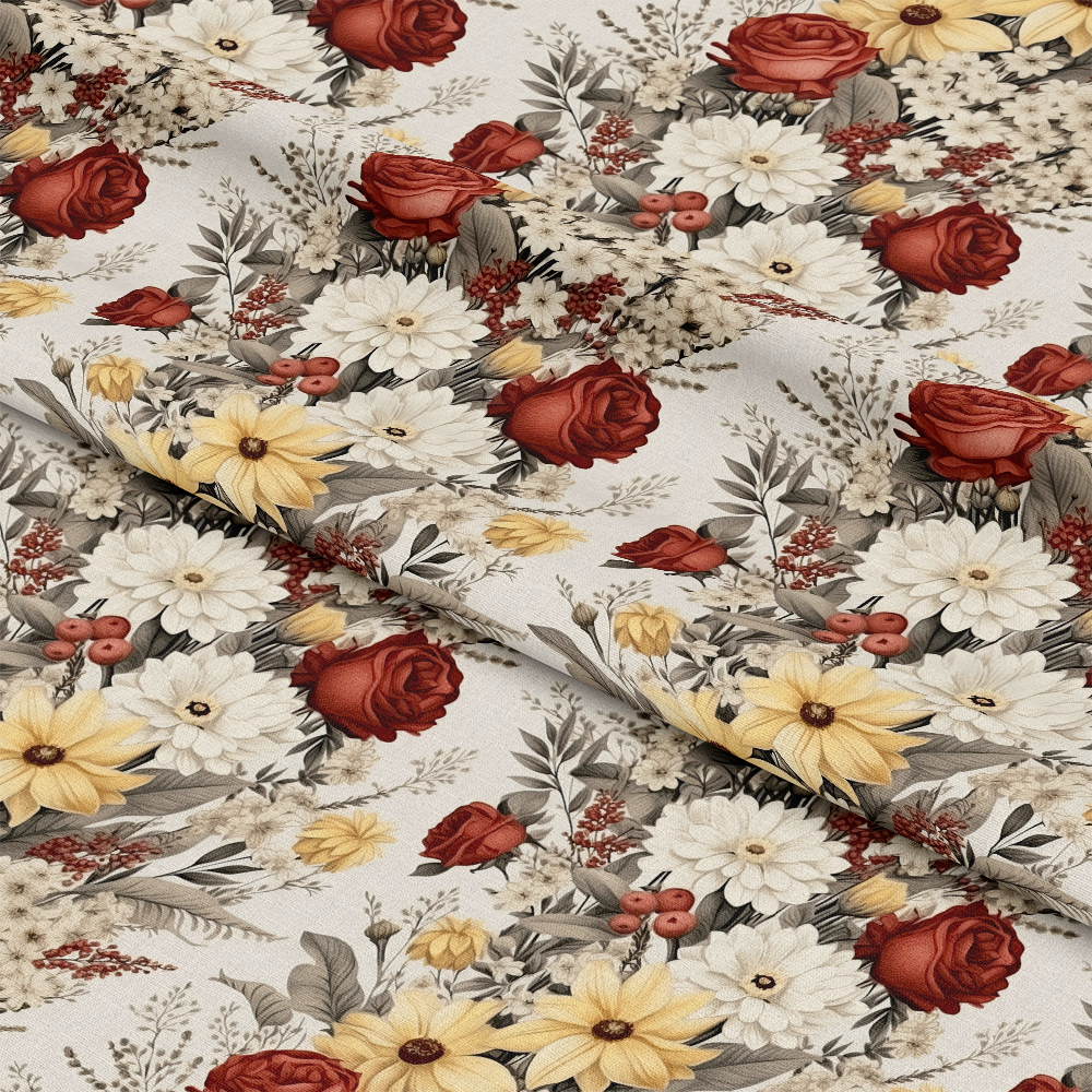 Rustic Wildflowers Bouquets Pattern 2 Quilting Cotton Fabric