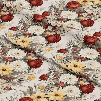 Rustic Wildflowers Bouquets Pattern 2 Quilting Cotton Fabric