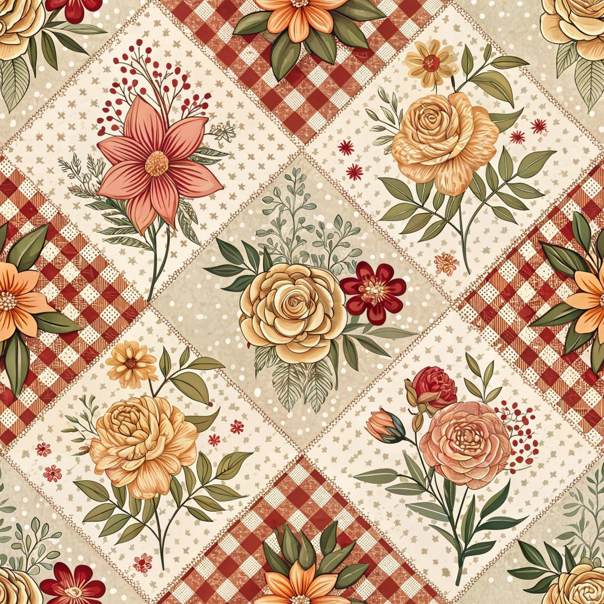 Rustic Patchwork Quilt Pattern 1 Minky Fabric