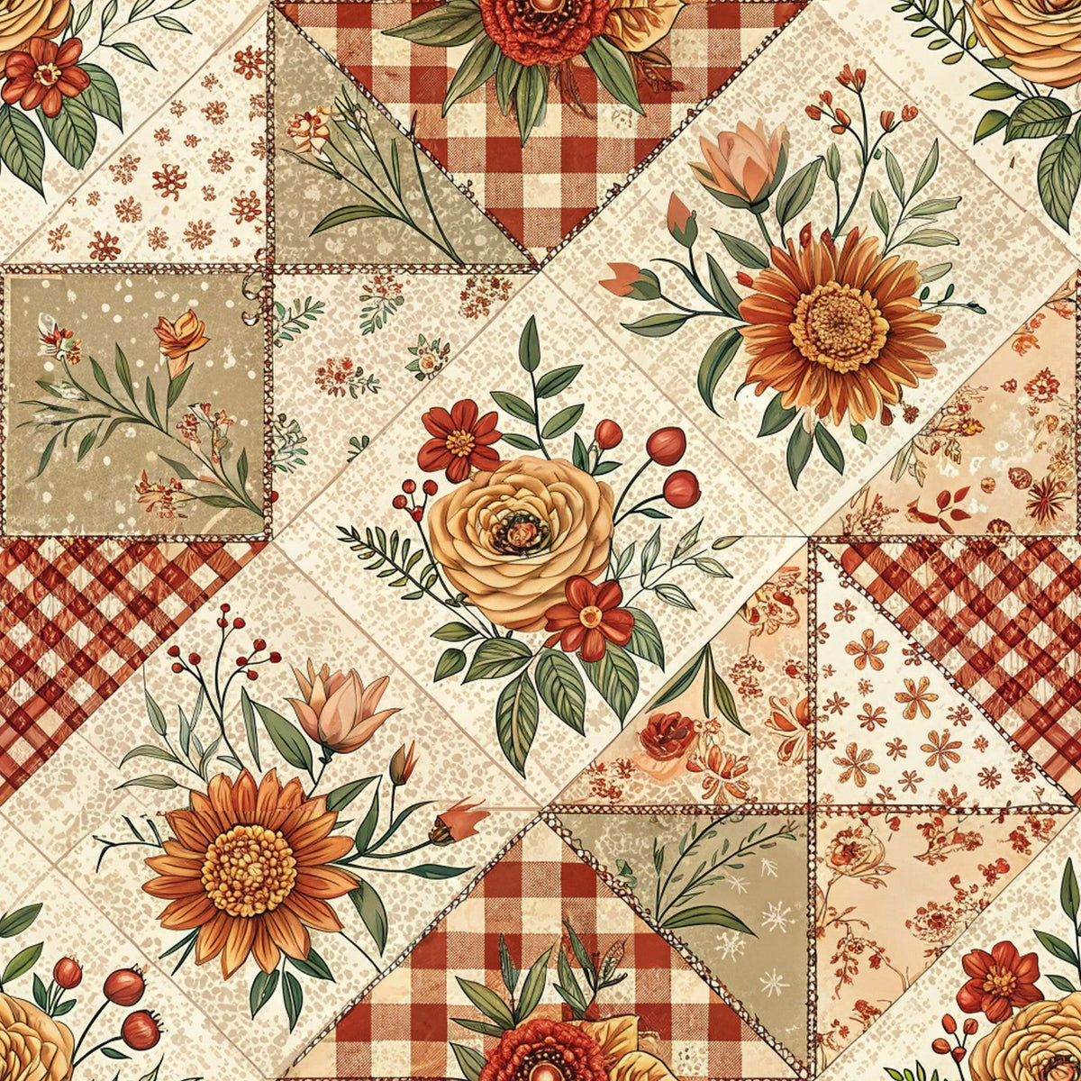 Rustic Patchwork Quilt Pattern 2 Minky Fabric