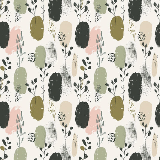 Sage Green Boho Pattern 2 Quilting Cotton Fabric