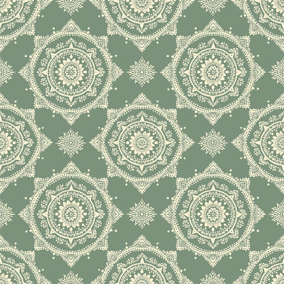 Sage Green Boho Pattern 4 Quilting Cotton Fabric