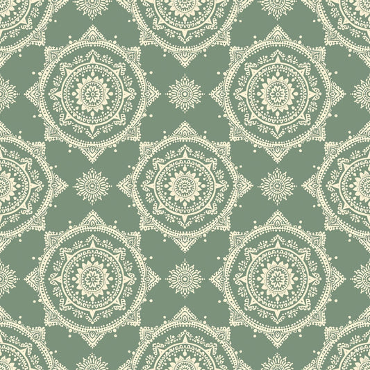 Sage Green Boho Pattern 4 Quilting Cotton Fabric