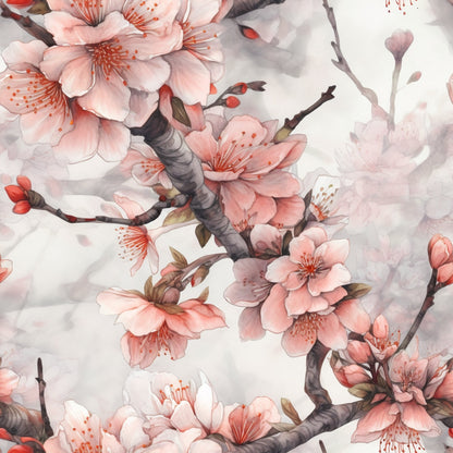 Cherry Blossom Pattern 5 Minky Fabric