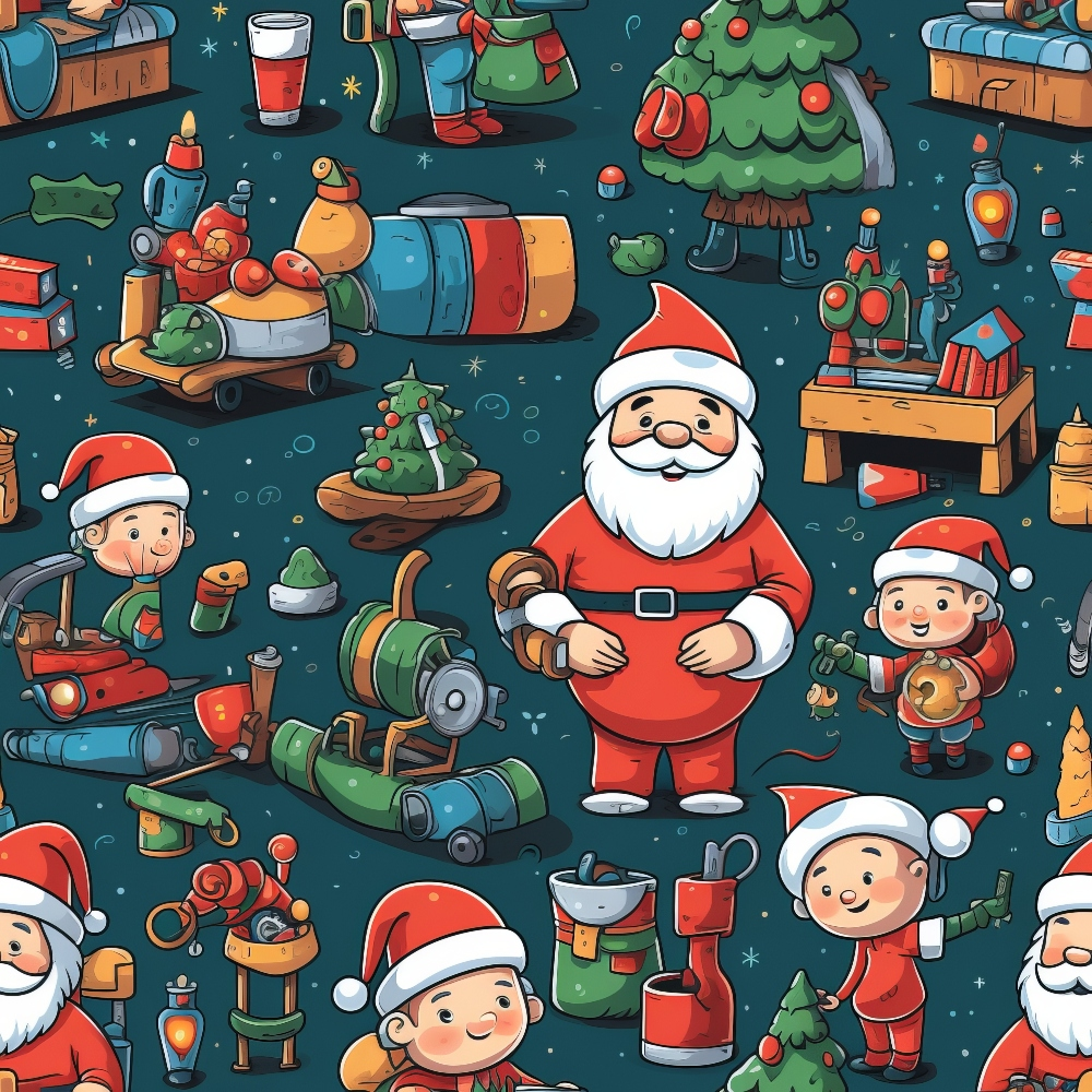 Santa's Workshop Pattern 10 Minky Fabric