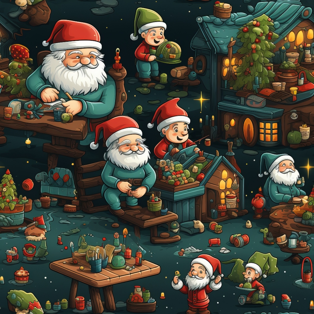 Santa's Workshop Pattern 12 Minky Fabric