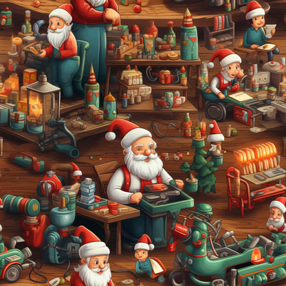 Santa's Workshop Pattern 13 Minky Fabric