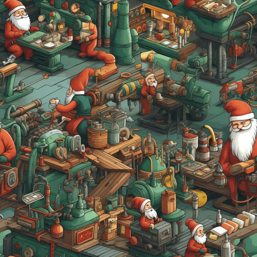 Santa's Workshop Pattern 14 Minky Fabric
