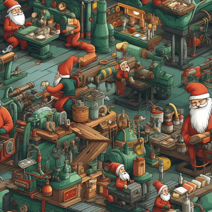 Santa's Workshop Pattern 14 Minky Fabric
