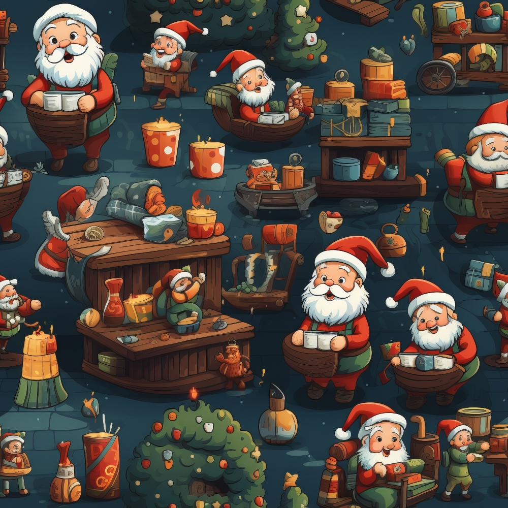 Santa's Workshop Pattern 16 Minky Fabric