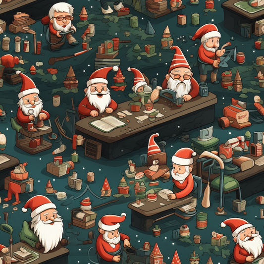 Santa's Workshop Pattern 18 Quilting Cotton Fabric