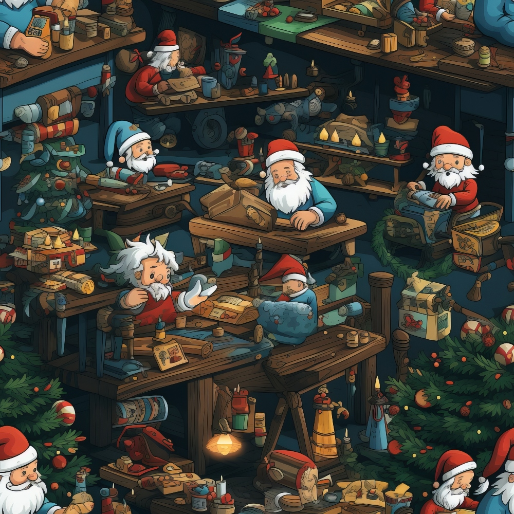 Santa's Workshop Pattern 19 Minky Fabric
