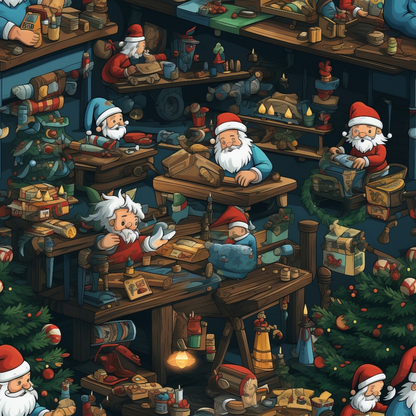 Santa's Workshop Pattern 19 Minky Fabric