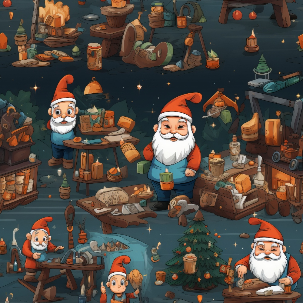 Santa's Workshop Pattern 1 Minky Fabric