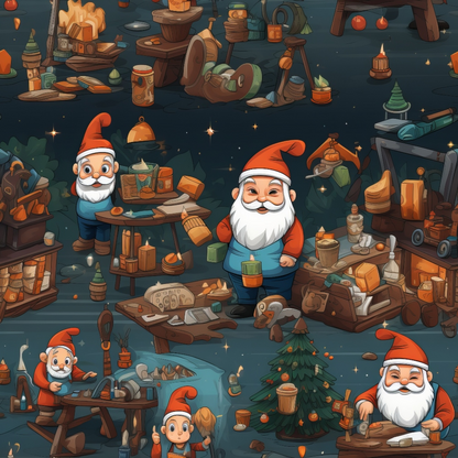 Santa's Workshop Pattern 1 Minky Fabric