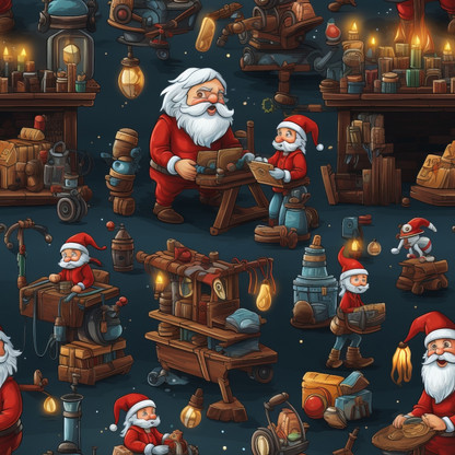 Santa's Workshop Pattern 20 Minky Fabric