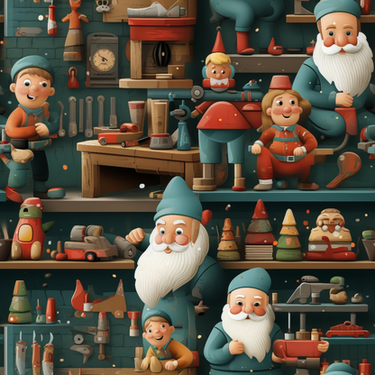 Santa's Workshop Pattern 22 Minky Fabric