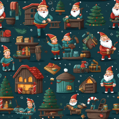 Santa's Workshop Pattern 23 Minky Fabric