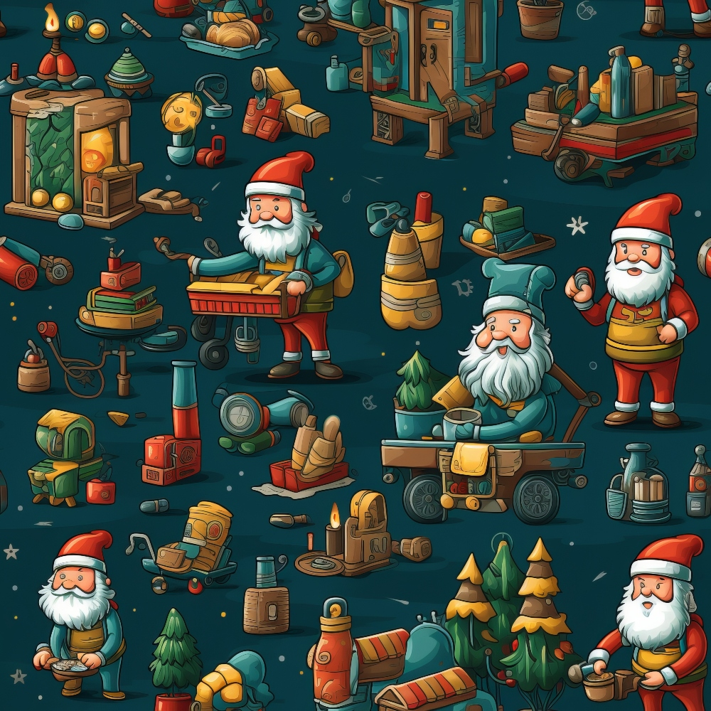 Santa's Workshop Pattern 25 Minky Fabric