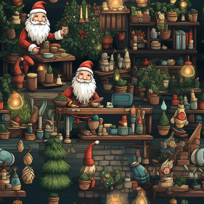 Santa's Workshop Pattern 2 Minky Fabric
