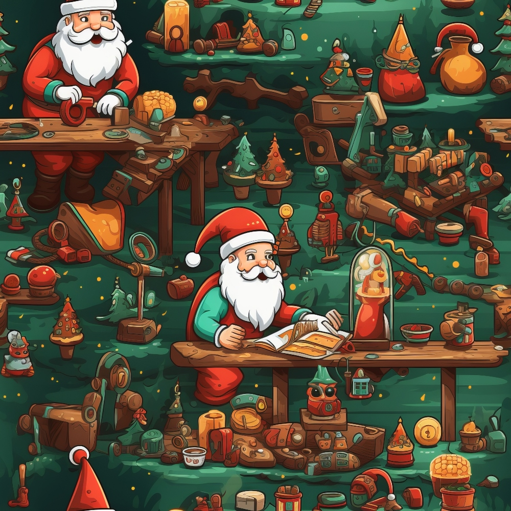 Santa's Workshop Pattern 3 Minky Fabric