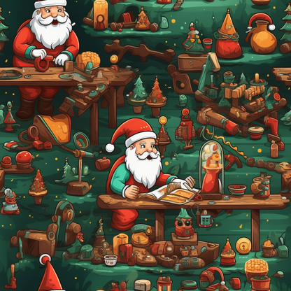 Santa's Workshop Pattern 3 Minky Fabric