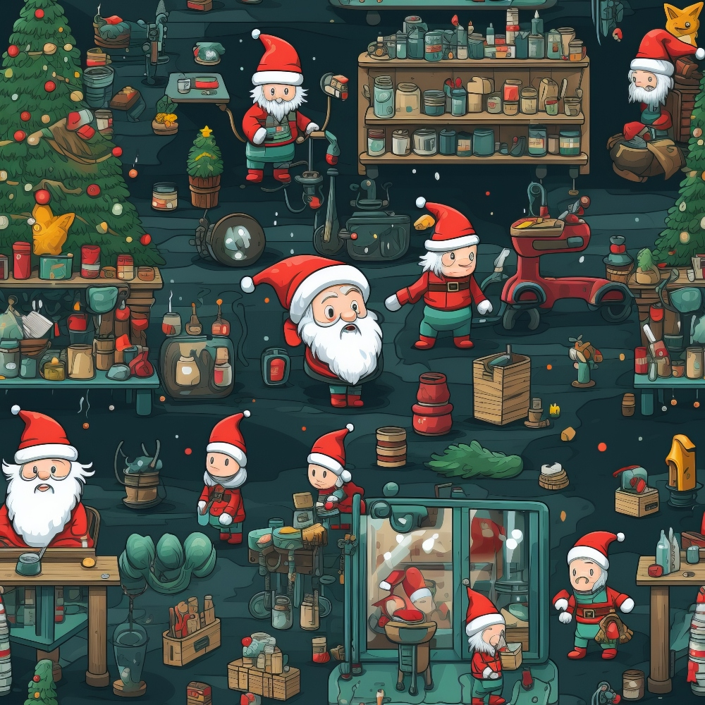 Santa's Workshop Pattern 4 Minky Fabric