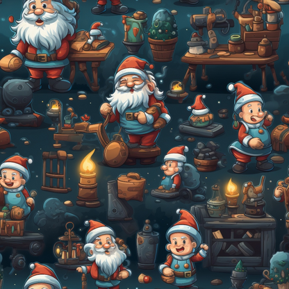 Santa's Workshop Pattern 5 Minky Fabric