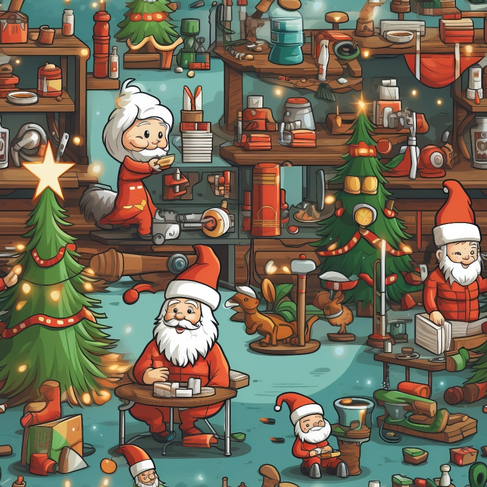 Santa's Workshop Pattern 6 Minky Fabric