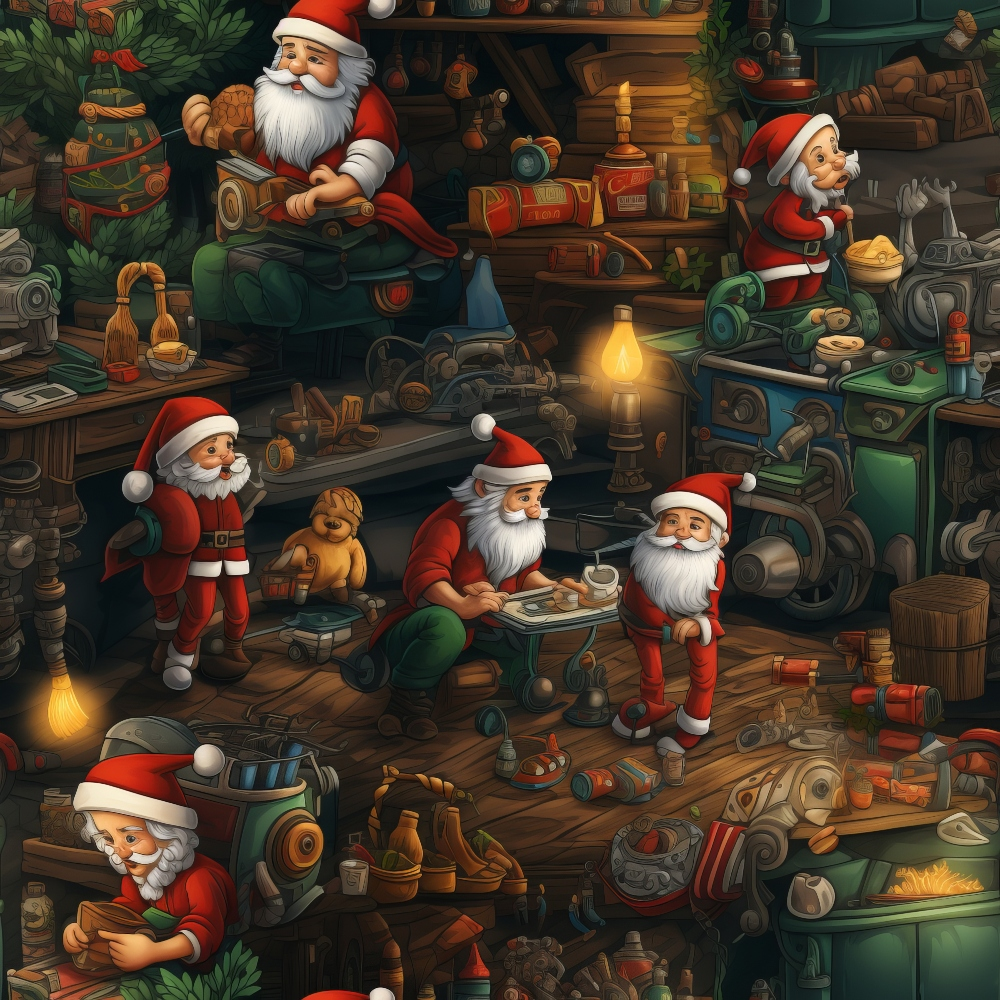 Santa's Workshop Pattern 7 Minky Fabric