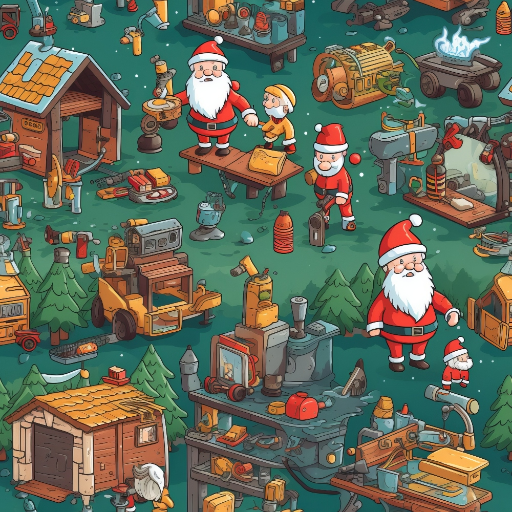 Santa's Workshop Pattern 8 Minky Fabric