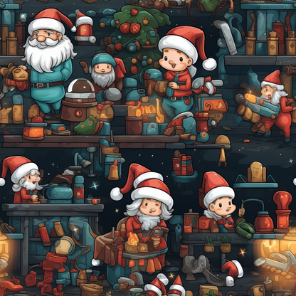 Santa's Workshop Pattern 9 Minky Fabric
