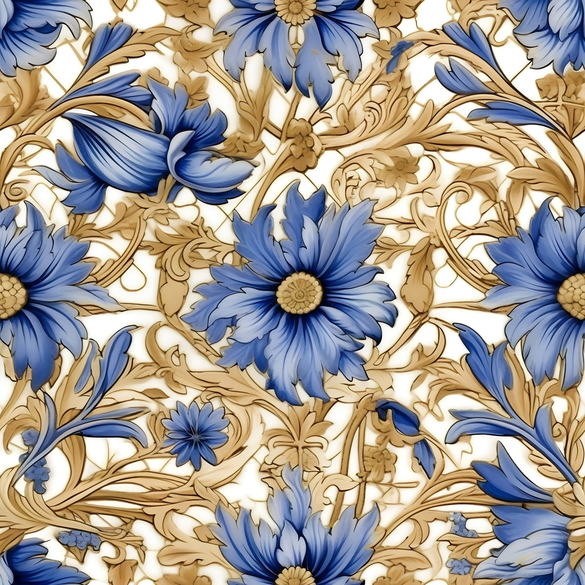 Gilded Cornflowers Pattern 10 Minky Fabric