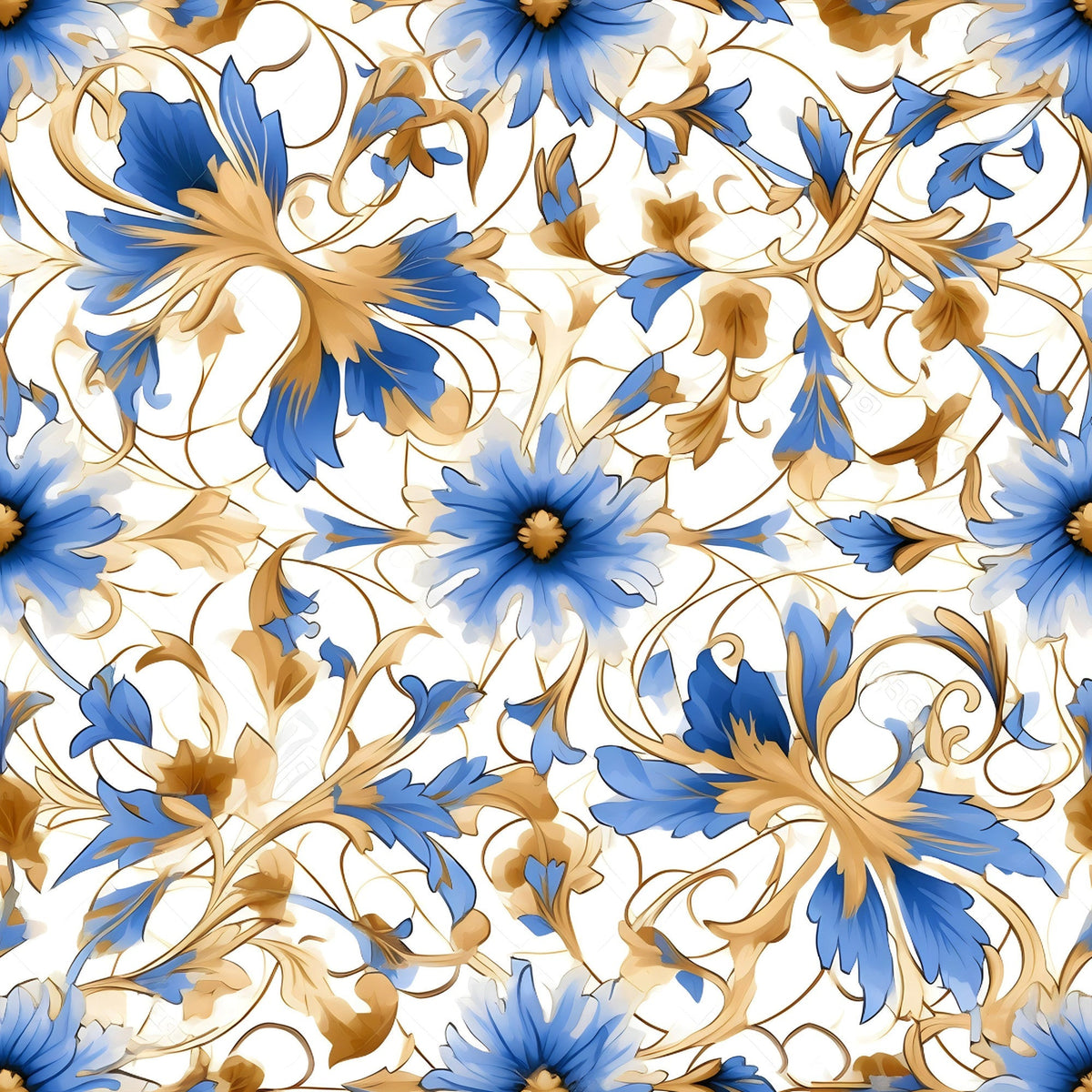 Gilded Cornflowers Pattern 11 Minky Fabric