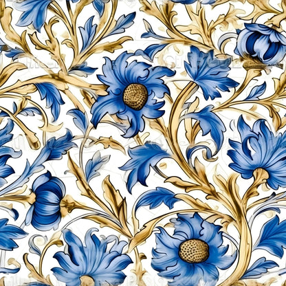 Gilded Cornflowers Pattern 1 Minky Fabric