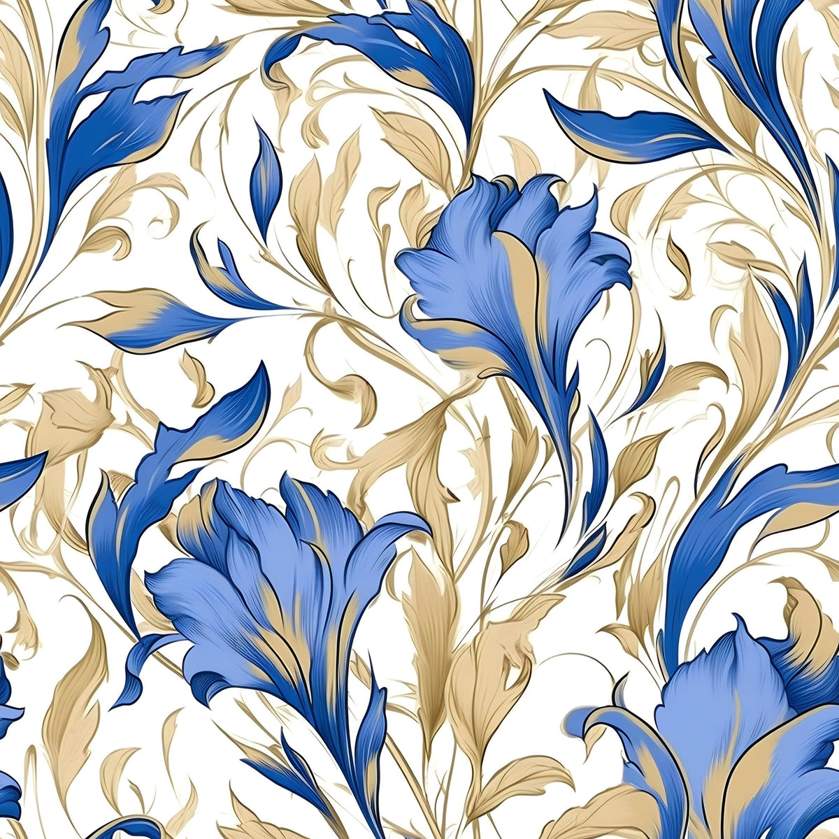 Gilded Cornflowers Pattern 2 Minky Fabric