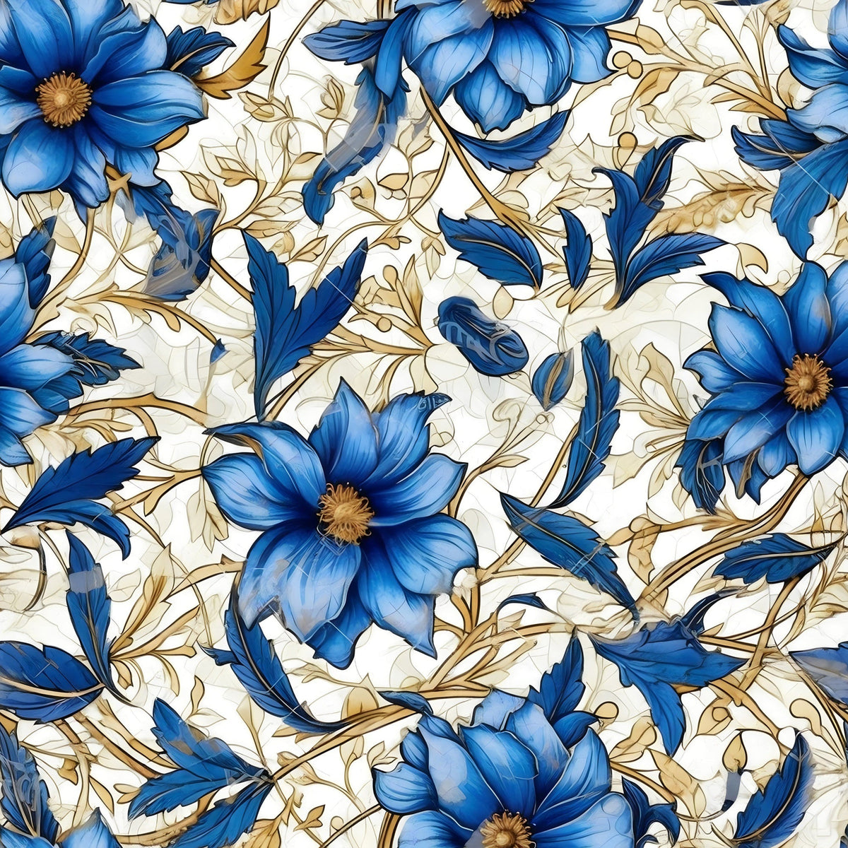 Gilded Cornflowers Pattern 3 Minky Fabric
