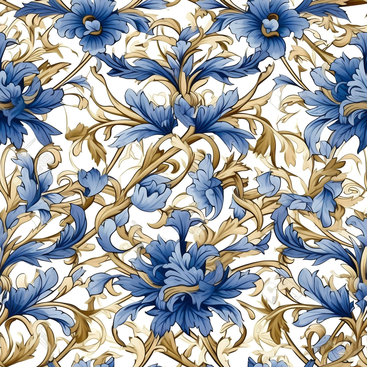 Gilded Cornflowers Pattern 4 Minky Fabric