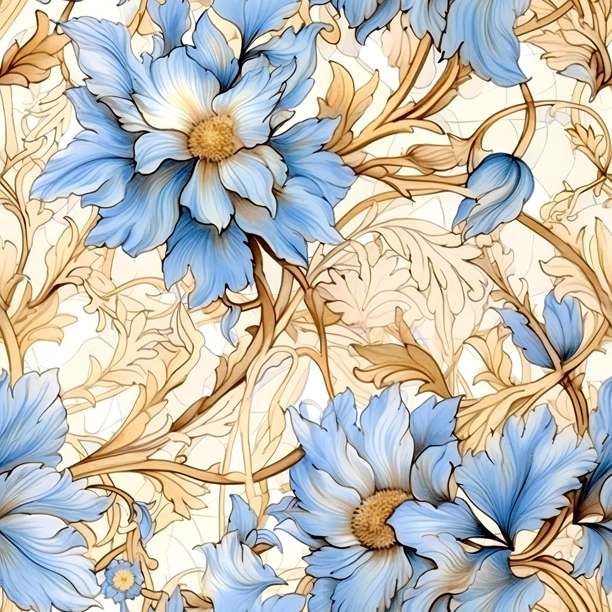 Gilded Cornflowers Pattern 6 Minky Fabric