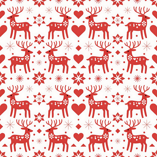 Scandinavian Folk Christmas Pattern 1 Quilting Cotton Fabric