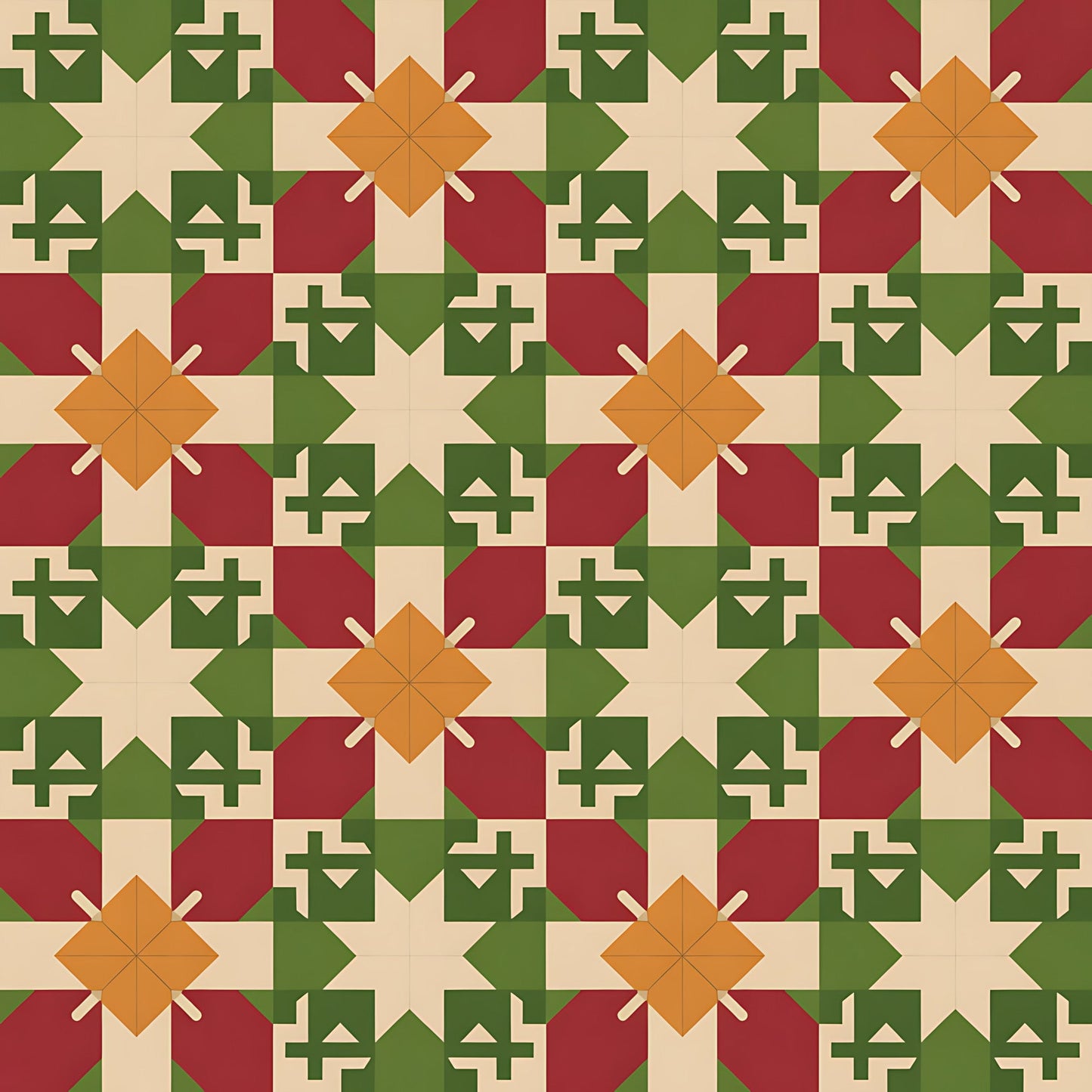 Scandinavian Folk Christmas Pattern 10 Quilting Cotton Fabric