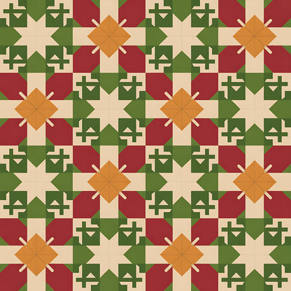 Scandinavian Folk Christmas Pattern 10 Quilting Cotton Fabric