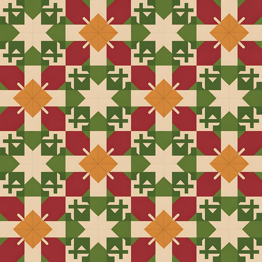 Scandinavian Folk Christmas Pattern 10 Quilting Cotton Fabric