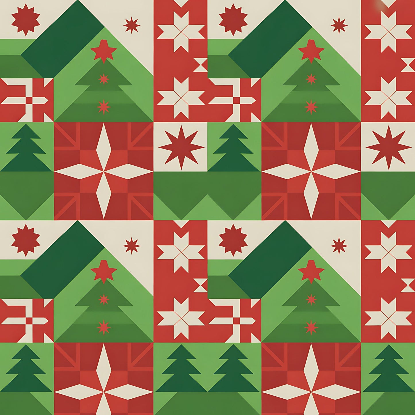 Scandinavian Folk Christmas Pattern 11 Quilting Cotton Fabric