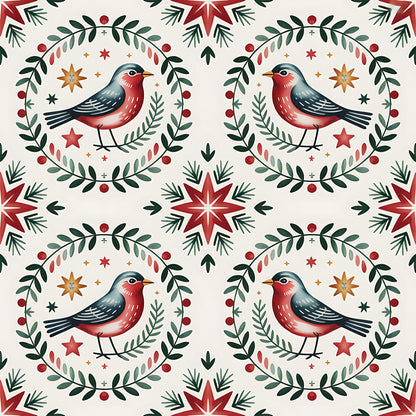 Scandinavian Folk Christmas Pattern 14 Quilting Cotton Fabric