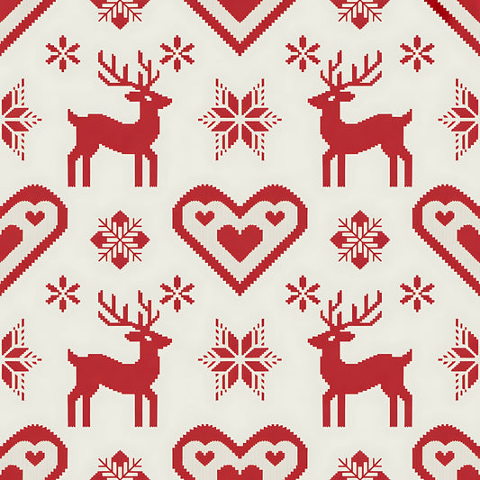 Scandinavian Folk Christmas Pattern 15 Quilting Cotton Fabric