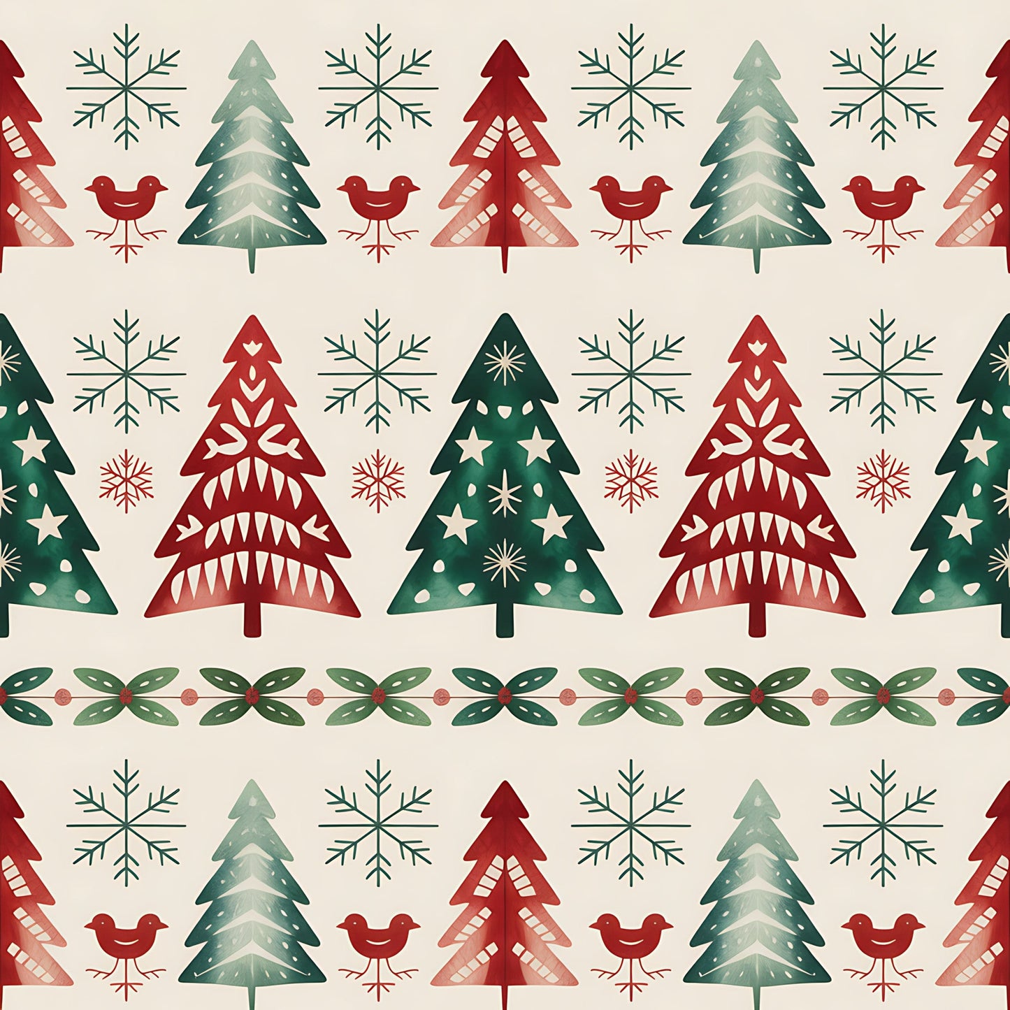 Scandinavian Folk Christmas Pattern 16 Quilting Cotton Fabric