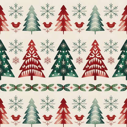 Scandinavian Folk Christmas Pattern 16 Quilting Cotton Fabric