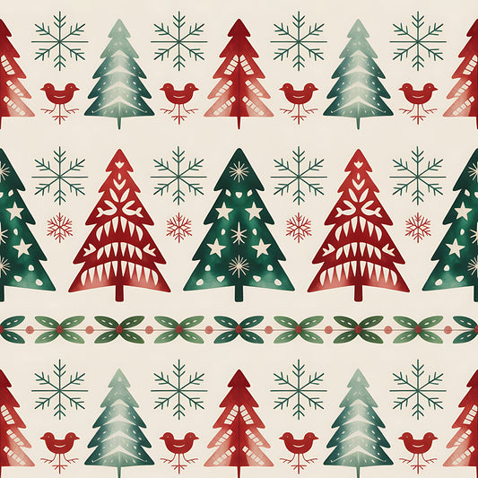 Scandinavian Folk Christmas Pattern 16 Quilting Cotton Fabric